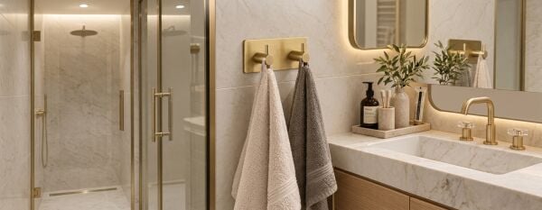 DİGİSU YAPIŞKANLI HAVLU VE BORNOZ ASKISI GOLD İKİLİ